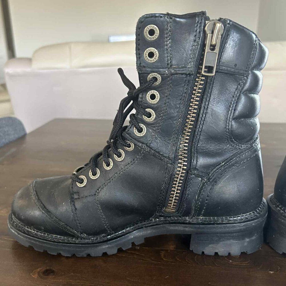 Harley-Davidson Men’s Black Leather Lace-Up Boots • US 8 - Picture 5 of 8